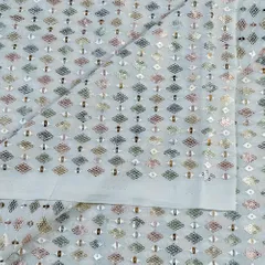 Dyeable Multi Color Georgette Embroidered Fabric Jaal