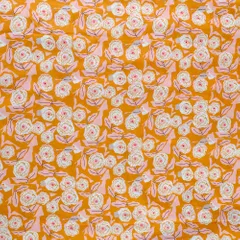 Yellow Color Armani Satin Digital Printed Fabric