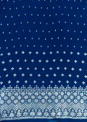 Navy Blue Color Pleated Georgette Embroidered Fabric