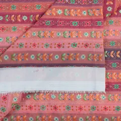 Pink Georgette Digital Print with Embroidered Fabric