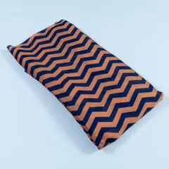 Rust and Blue Color Georgette Satin ZigZag Printed Fabric