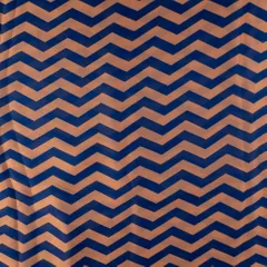Rust and Blue Color Georgette Satin ZigZag Printed Fabric