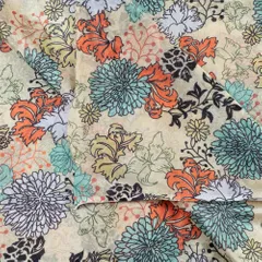 Lemon Color Chinon Chiffon Floral Digital Printed Fabric(1.5Meter Piece)