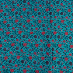 Firozi Color Chinon Chiffon kalamkari Digital Printed Fabric