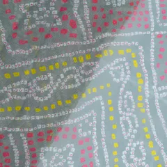 Grey Color Pure Georgette Bandhani Digital Printed Fabric