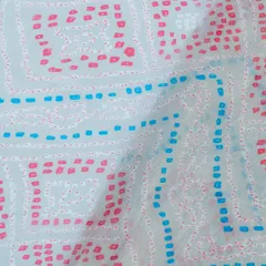 Light Grey Color Pure Georgette Bandhani Digital Printed Fabric