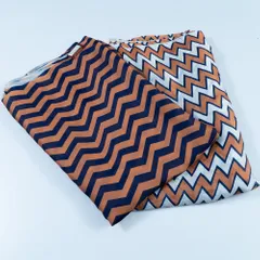 Rust and Blue Color Georgette Satin ZigZag Print Set