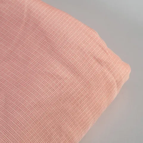 Light Peach Color Kota Doria Checks fabric