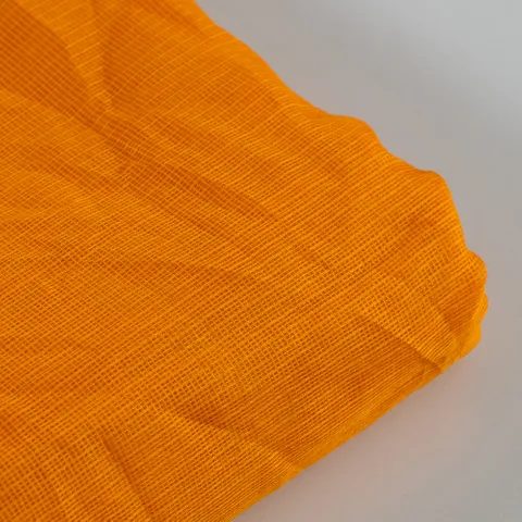 Orange Color Kota Doria Checks fabric