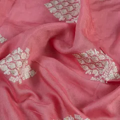 Onion Pink Color Muslin Embroidered Fabric