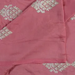 Onion Pink Color Muslin Embroidered Fabric