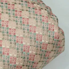 Peach Color Dupion Silk Thread Embroidered Fabric