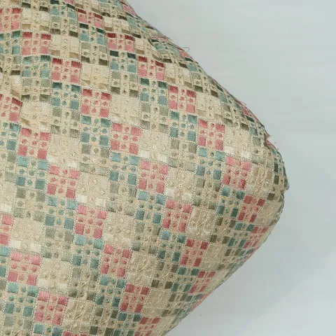 Gold Color Dupion Silk Thread Embroidered Fabric