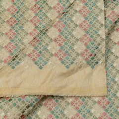 Gold Color Dupion Silk Thread Embroidered Fabric