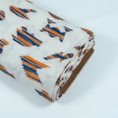 WHITE WITH ORANGE DESIGN JACQUARD fabric