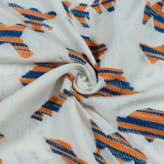 WHITE WITH ORANGE DESIGN JACQUARD fabric