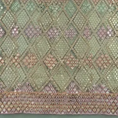 Pista Green Color Net Embroidered Kali