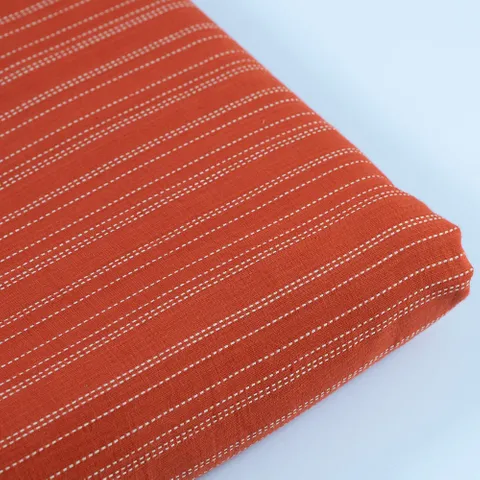 Orange Color Katha Dobby Strips fabric
