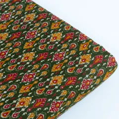 Green Color Cotton Flex Ikkat Printed Fabric