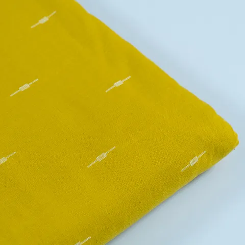 Yellow Color Cotton Jacquard Dobby Booti fabric