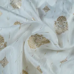 Dyeable Monga Silk Zari Jacquard Booti fabric