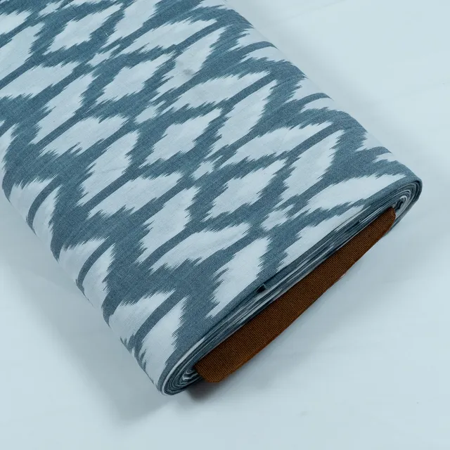 WHITE  WITH GREY IKAT fabric