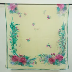 Lime Color Organza Hand Painted Dupatta
