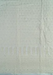White Dyeable Georgette Thread and Sequin Embroidered Fabric