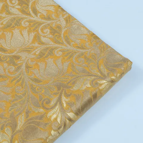 Yellow Color Chanderi Jacquard fabric