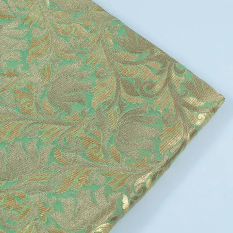Lime Green Color Chanderi Jacquard fabric(60Cm Piece)