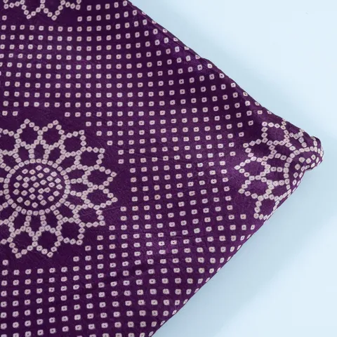 Purple Color Mashru Silk Ajrakh Printed Fabric