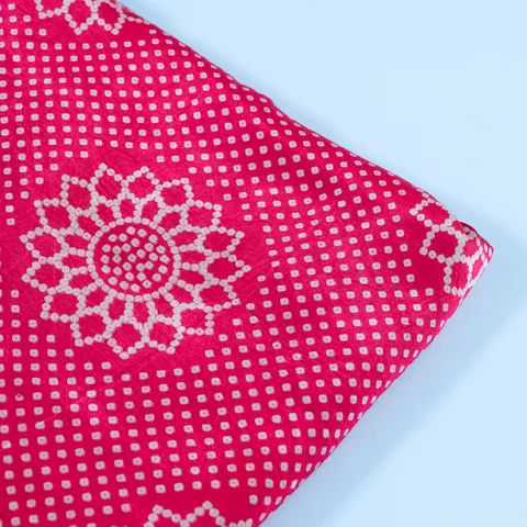 Majenta Color Mashru Silk Ajrakh Printed Fabric