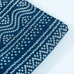 Blue Color Mashru Silk Ajrakh Printed Fabric