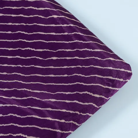 Purple Color Mashru Silk Ajrakh Printed Fabric(1.50Meter Piece)