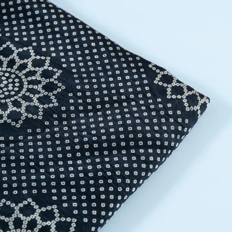Black Color Mashru Silk Ajrakh Printed Fabric