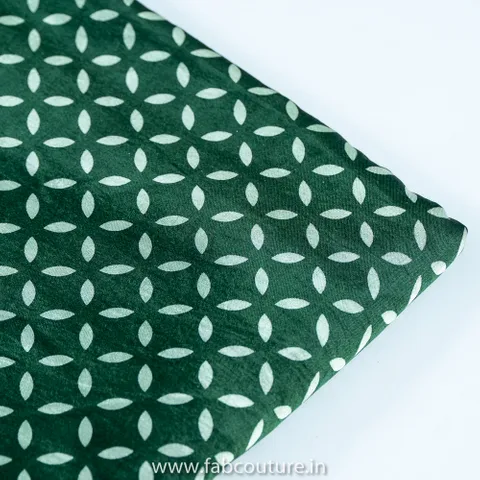 Green Color Mashru Silk Ajrakh Print (1.5Meter Piece)
