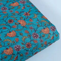Firozi Color Pashmina Printed Fabric