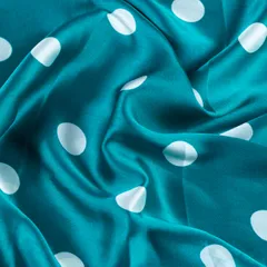 Firozi Color Zara Satin Printed Fabric