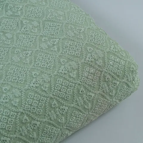 Mint Green Color Georgette Chikan Embroidery(1.50 meter piece)