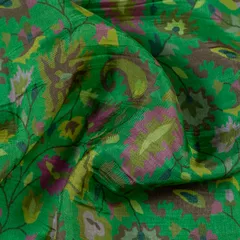 Green Color Upada Digital Kani Printed Fabric