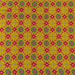 Yellow Color Dola Silk Digital Printed Fabric