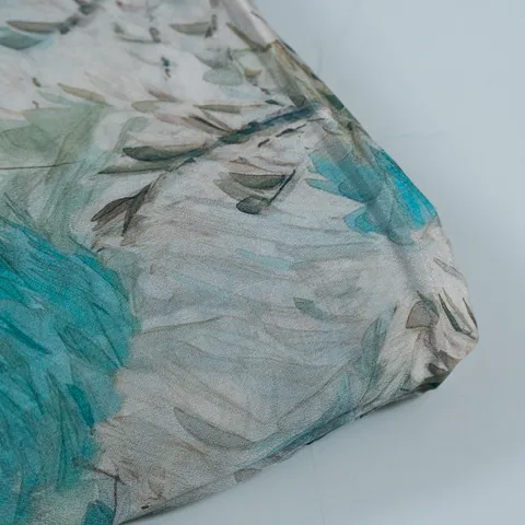 Off White Color Chinon Chiffon Printed Fabric