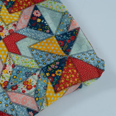 Multi Color Habutai Silk Printed Fabric