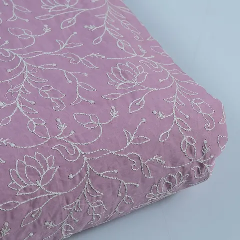 Move Color Cotton Thread Lakhnavi Embroidered Fabric