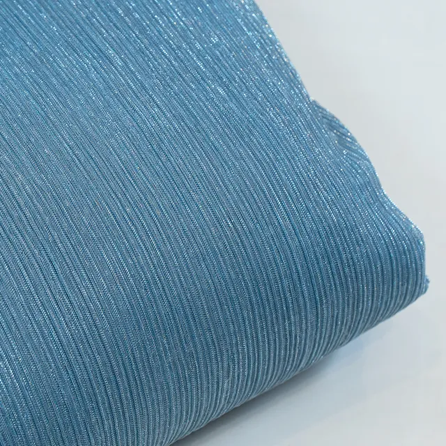 Sky Blue Color Net Lycra Embroidered Fabric