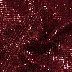 Maroon Color Sequins Net Lycra Embroidered Fabric