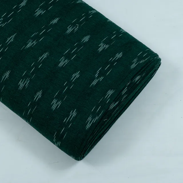 Bottle Green with White Ikat Fabric