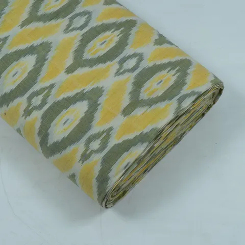 Yellow with Green Ikat Fabric