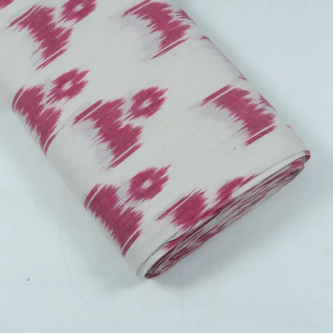 White with Pink Ikat Fabric
