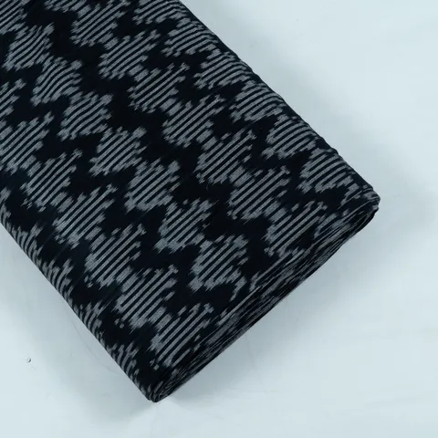 Black with Grey Ikat Fabric